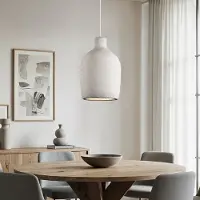 LumenXL Lampe suspendue minimaliste Wabi Sabi Hikari avec effet pierre Ø31 cm - blanc