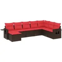 vidaXL Ensemble de 8 canapés de jardin avec coussins, brun, polyrattan