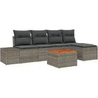 vidaXL Ensemble de canapés de jardin , 6 pièces, gris, en résine tressée