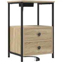 vidaXL Table de nuit avec station de chargement Chêne sonoma