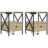 vidaXL Cabinet de chevet avec tiroir Chêne sonoma 41.5 x 40.5 x 55 cm