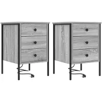 vidaXL Cabinet de chevet avec tiroir 2 pcs Sonoma gris 42 x 41 x 61 cm