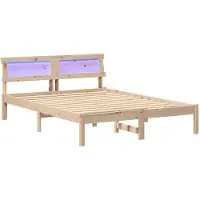 vidaXL Cadre de lit avec tête de lit Marron 140 x 190 cm Pin massif