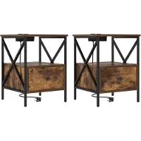 vidaXL Cabinet de chevet avec tiroir Chêne fumé 41.5 x 40.5 x 55 cm