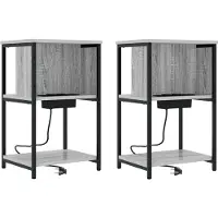 vidaXL Cabinet de chevet 2 pcs Sonoma gris 38 x 31 x 61 cm