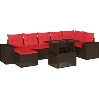 vidaXL Ensemble de 8 canapés de jardin avec coussins, brun, polyrattan