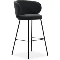 CALICOSY - Lot de 2 tabourets en tissu avec pieds en métal noir H65 cm - RUSH