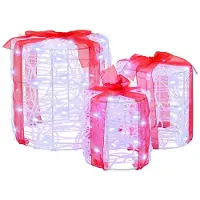 vidaXL Décoration de boîte cadeau 3 pcs Blanc froid 20 x 20 x 21 cm