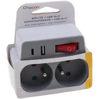 Chacon Prise Électrique 2 X 16a + Usb-a Usb-c Grijs (48150)