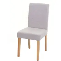 Mendler Chaise de repas Littau, chaise de cuisine, tissu/textile crème-beige, pieds clairs
