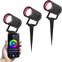HOFTRONIC™ HOFTRONIC - Spot à piquet jardin connecté 5,5W 345lm RGBWW IP65 Noir 3 pièces