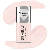 Semilac UV Gel Base Skin Tone Base base coat pour ongles en gel teinte Glitter Rose 7 ml