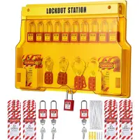 Vevor Kit d'Étiquetage de Verrouillage 58 PCS Kit de Station de Cadenas d'Étiquetage 39,3 x 55,8 cm Kit de Sécurité Électrique de Verrou Loto Utilisés pour Arrêter ou Verrouiller Machines Dangereuses