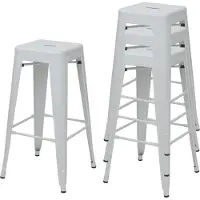 Generique 4x tabouret de bar MENDLER HWC-A73 métal design industriel blanc