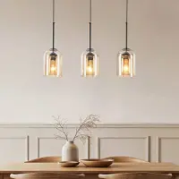 LumenXL Suspension design Tovano 3 lumières en verre ambré