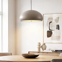 LumenXL Lampe suspendue Luz en métal beige avec diffuseur blanc