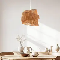 LumenXL Lampe suspendue Arumo en papier tressé naturel en forme de spirale