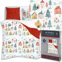 Faro Literie, linge de lit en coton, Noël Scandic 160x200 080 cabanes