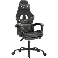 vidaXL Chaise de jeu avec repose-pieds Pivotante Noir Camouflage Similicuir