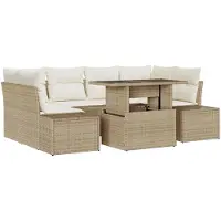 vidaXL Ensemble de salon de jardin , 7 pièces, beige et crème