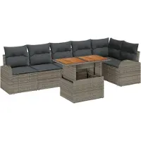 vidaXL Ensemble de salon de jardin , 7 pièces, gris