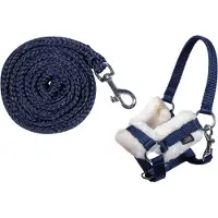 HKM Licol et longe en moumoute bleu marine pour hobby horse