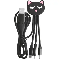 Yello Câble de charge universel 3 en 1 Andy 1 m Chat Noir
