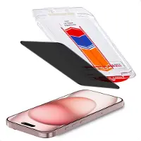 Accezz Protection d'écran en verre trempé avec filtre de confidentialité + Applicateur pour Apple iPhone 16 / 15