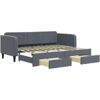 vidaXL Lit de jour extensible avec tiroirs gris foncé 90x200 cm velours