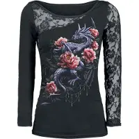 Spiral T-shirt manches longues Gothic de - Dragon Rose Slant - L - XL - pour Femme - noir - Taille XL