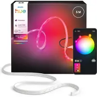 Philips Flux, bande lumineuse extérieure de 5 m, bande lumineuse intelligente, Bluetooth/Zigbee, blanche, silicone, variable, 6500 K