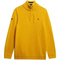 Superdry pour homme. M6110706A Pull à demi-fermeture éclair Cotton jaune (S), Casuel, Coton
