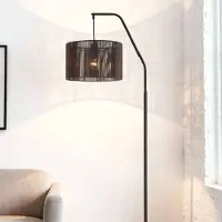 LumenXL Lampadaire Yoko noir avec abat-jour en papier cordé, 1 lumière