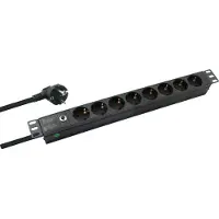 Helos Multiprise 19" PROFESSIONAL, 8 prises, noir, 2,0 m, sans interrupteur