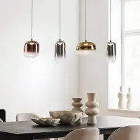 LumenXL Suspension Kohi 4 lumières, avec verre doré, fumé et cuivré - variateur 3 niveaux
