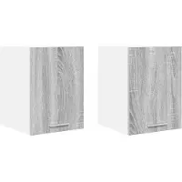 vidaXL Armoire suspendue avec stockage Riga 2 pcs Gris Sonoma et Blanc