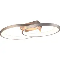 TRIO Plafonnier LED ovale MALAGA blanc argenté 25 W, blanc chaud 2900 lm, métal, dimensions : 8 x 57,5 x 30 cm, IP20, RL
