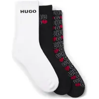 HUGO Lot de trois paires de chaussettes mi-hautes avec logos