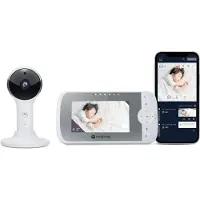 Motorola Nursery Babyphone VM64 - 4,3" WiFi Video Baby Monitor with Camera - Smartphone App, Magnetic Holder, Long range, 2-Way Audio, Digital Zoom, Room Temperature, Berceuses, Night Vision