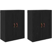 vidaXL Armoire murale, 2 pièces, noire, imitation chêne