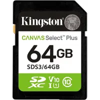 Kingston 64gb Sdxc Canvas Select Plus Gen3 100 Mb/s C10 Uhs-i U1 V10 Memory Card Clair
