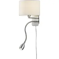 TRIO Applique murale Series 2711 avec lampe de lecture et abat-jour blanc
