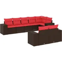 vidaXL Ensemble de 8 canapés de jardin avec coussins, brun, polyrattan