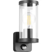 REALITY IMPORT Applique d'extérieur avec détecteur de mouvement BONITO, noire, 1xE27x28W, aluminium, dimensions : 23x9,5x9,5 cm, IP44, RL