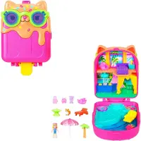 Polly Pocket Coffret de chatons glacés, set de jeu avec 1 mini-poupée et son petit chien, jouet de voyage avec accessoires assortis