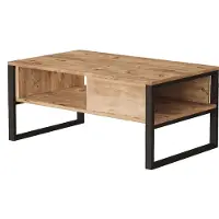 En.casa Table basse 'Laukaa' rectangulaire châssis métallique 100 x 60 x 45 cm aspect chêne rustique