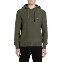 Replay pour homme. UK4865.000.G21280G Sweat à capuche en coton kaki tricoté (L), Marron, Casuel, Vert