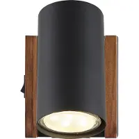 Globo Plafonnier Kayden Single noir avec bois