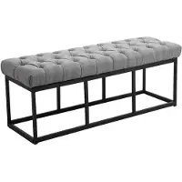 CLP Banquette avec pieds en métal assise en tissu Gris