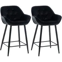 CLP , ensemble de 2 tabourets de bar Gibson, modèle "Tresenstuhl", rembourrés avec repose-pieds, couleur noire, revêtus en velours